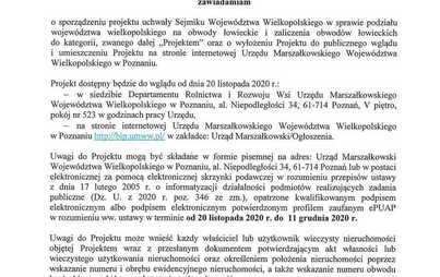 Zdjęcie do Obwieszczenie Marszałka Wojew&oacute;dztwa Wielkopolskiego w sprawie podziału na tereny łowieckie