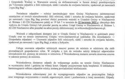 Zdjęcie do Kurenda w sprawie odbioru odpad&oacute;w z folii rolniczych, siatki i sznurka do owijania balot&oacute;w, opakowań po nawozach typu BIG BAG