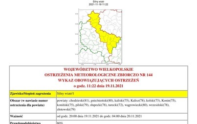 Zdjęcie do Ostrzeżenie meteorologiczne